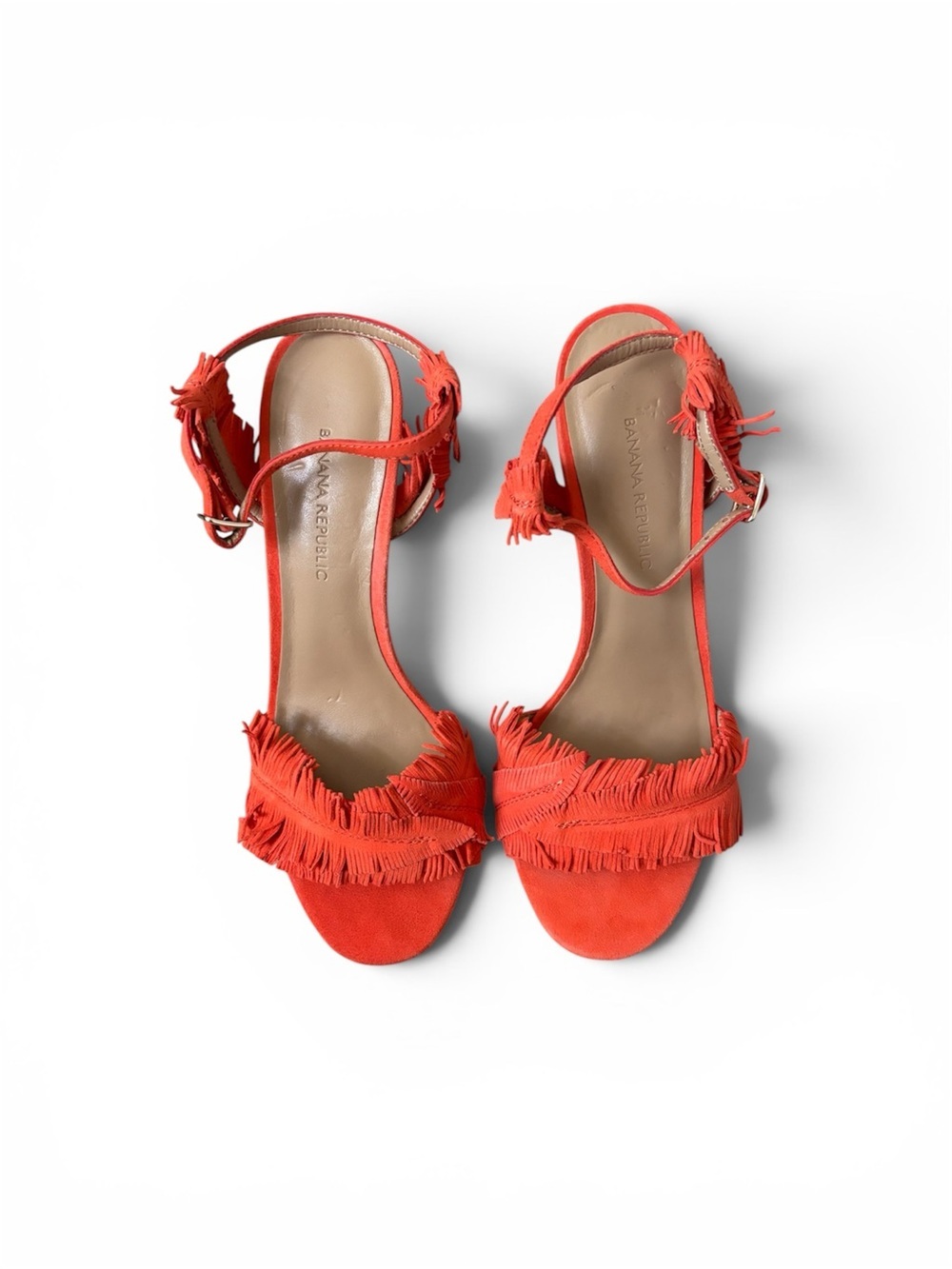 Banana Republic Red Fringe Ankle-Strap Sandals Size 6.5M